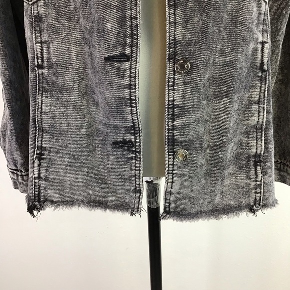 CI SONO WOMEN CUTE BLACK ACID WASH GOTH RAW HEM DEMIN STREET JACKET SIZE XL - Picture 4 of 7